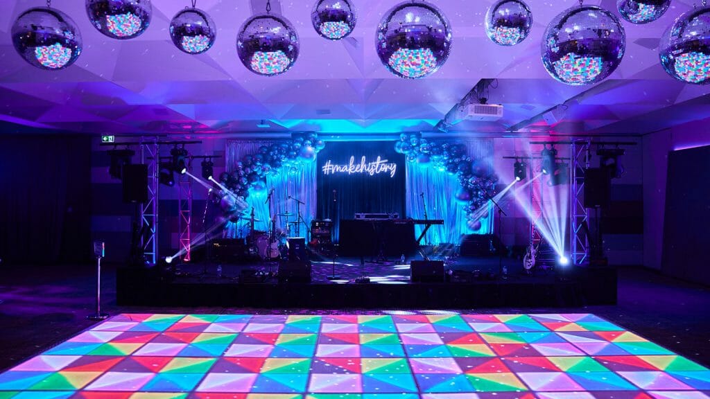 illuminated LED dance floor at ZINC event End-of-Year Party Theme Ideas for 2022