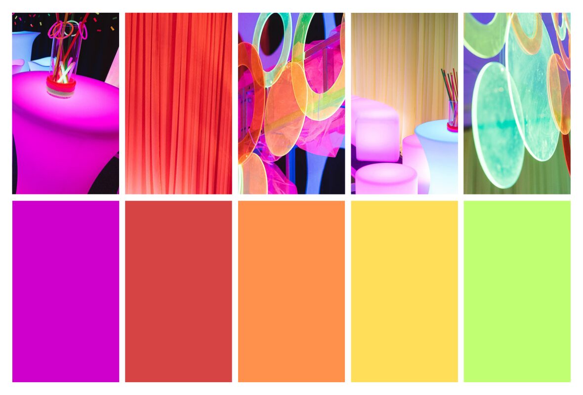 popular colours for a neon/glow event theme or party