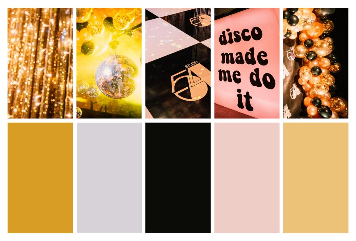 popular colours for a studio 54 theme