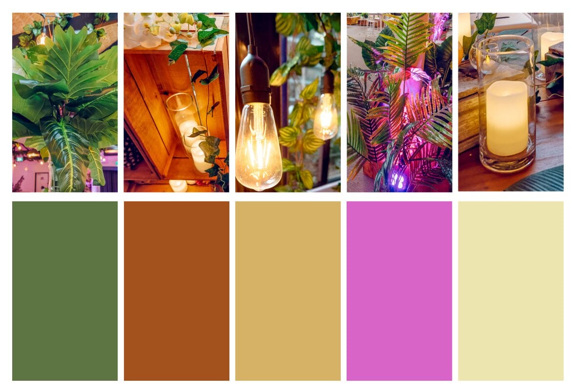 popular colours for a tropical theme