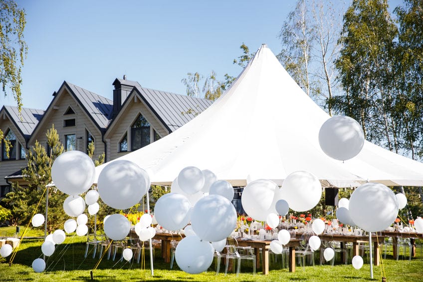 marquee with large white lanterns