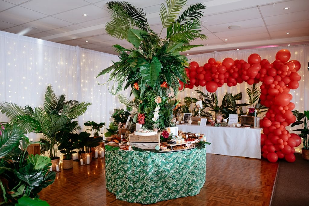 grazing table for tropical style wedding