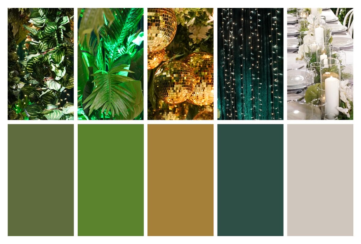 tropical green & gold colour scheme