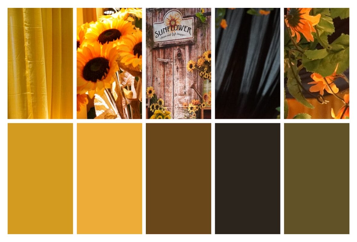 popular colours used for a sunflower styled event