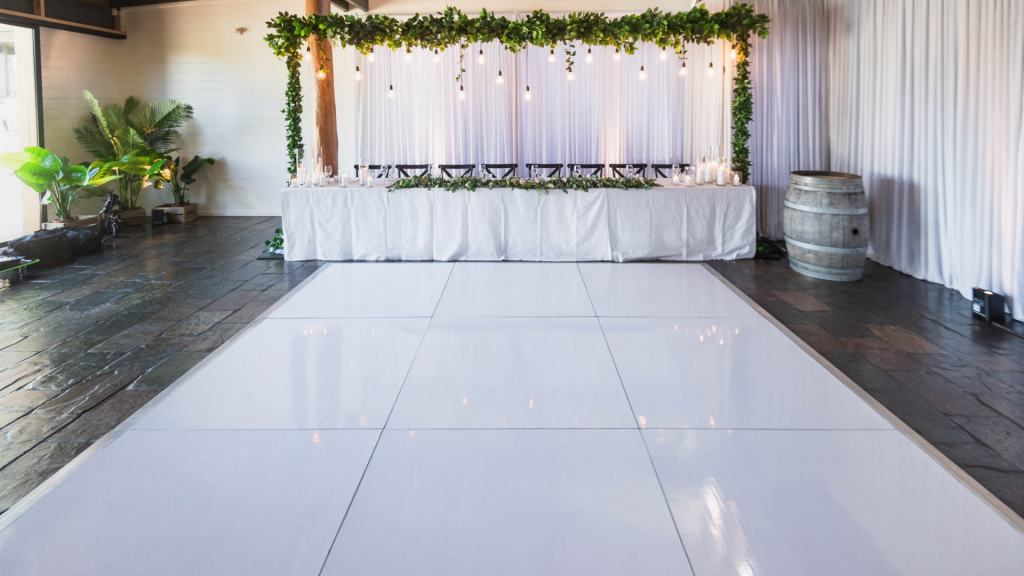 rustic wedding white dance floor