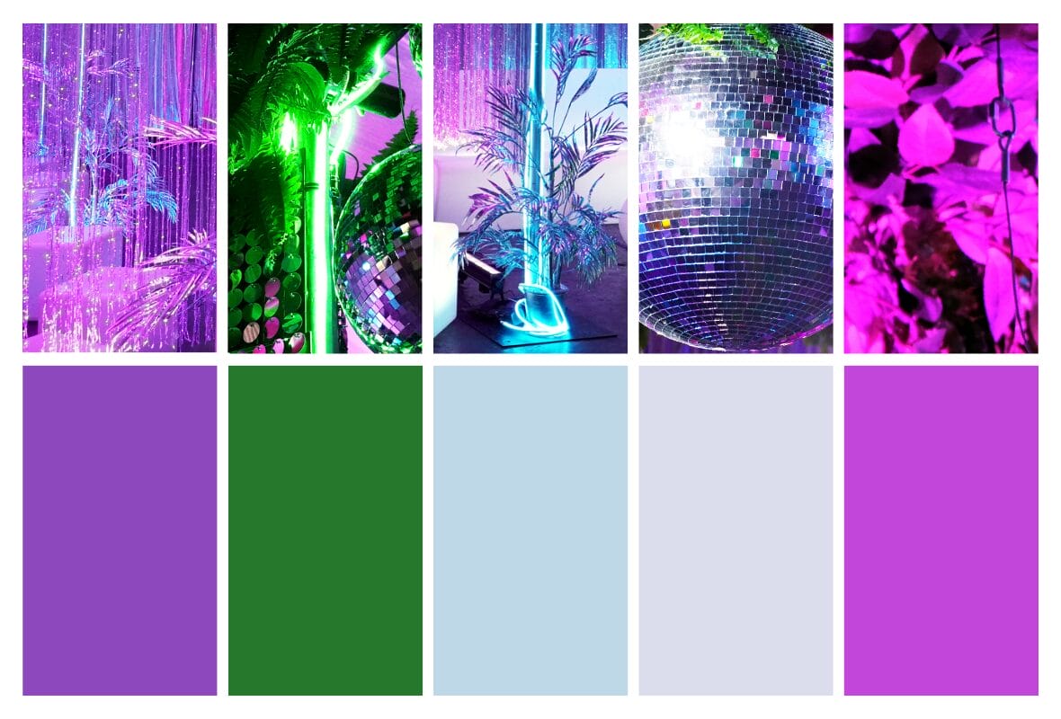 popular colours used for a neon disco styled event