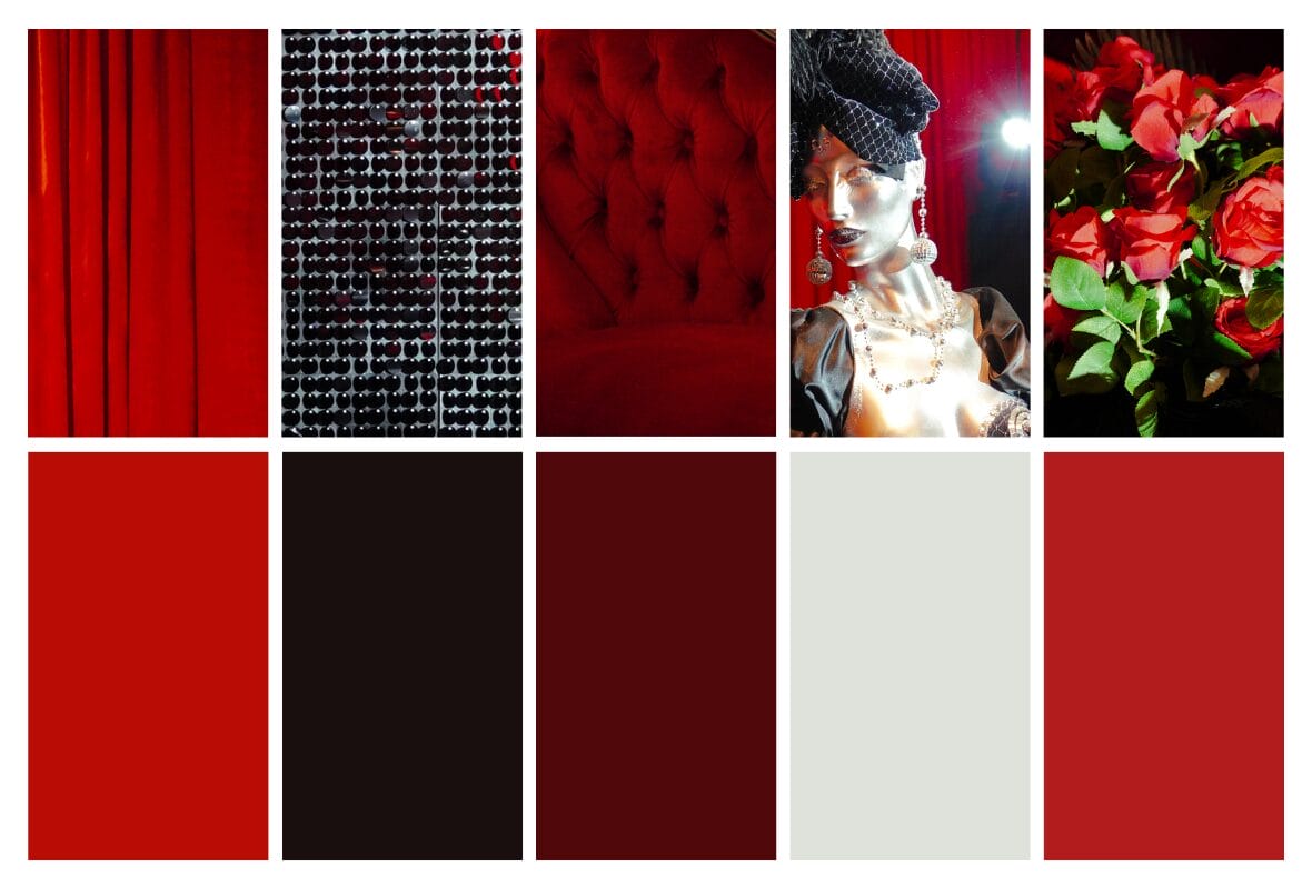 popular colours for a burlesque theme