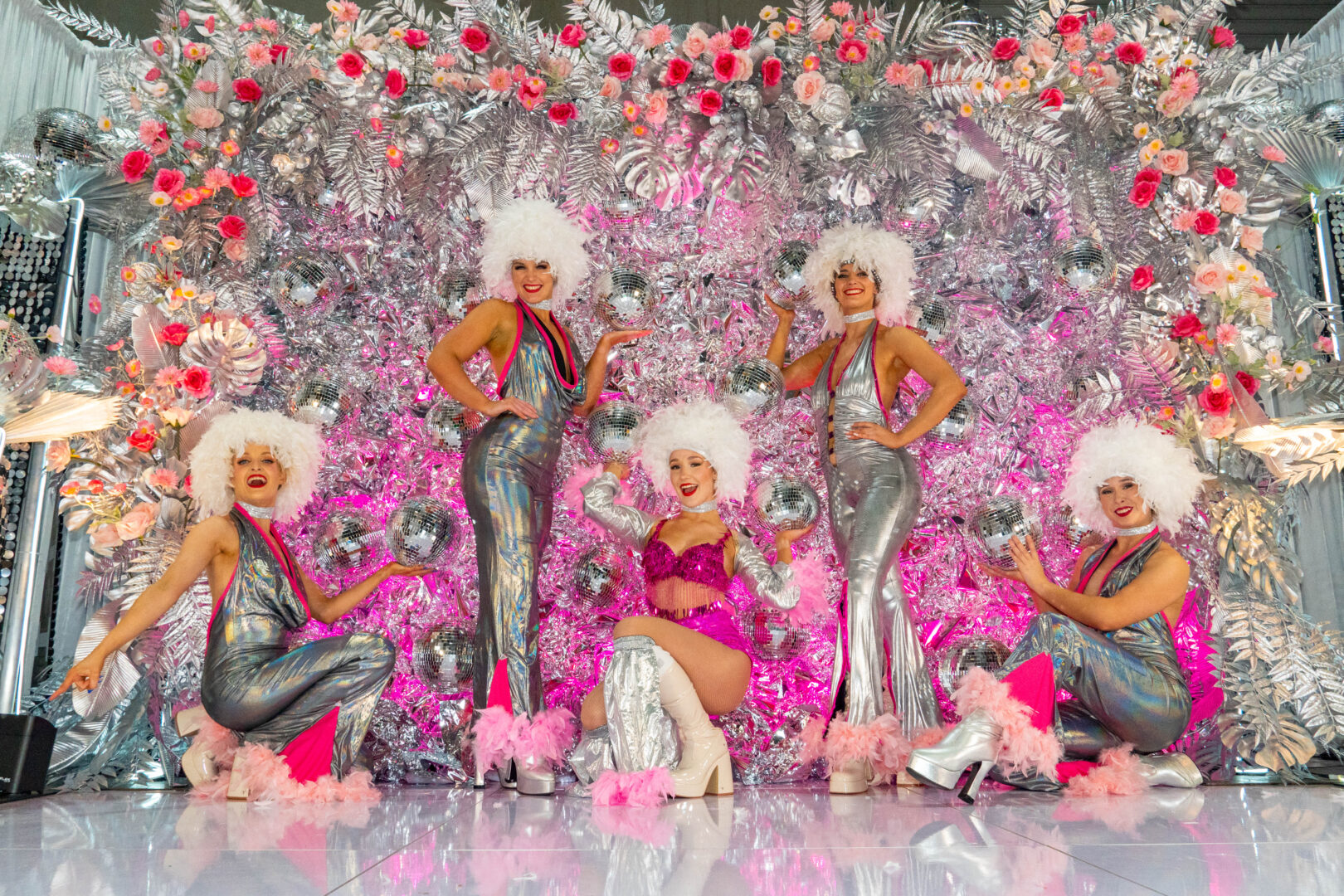 Pink & Silver Disco Backdrop - Entertainment Dance Photoshoot