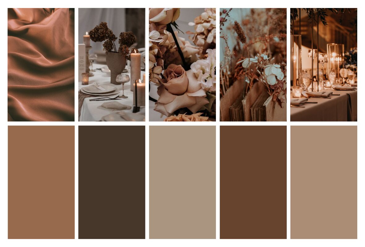 MOCHA MOUSSE - 5 wedding colour palettes for 2025