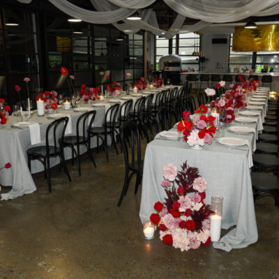 Modern red & pink wedding reception