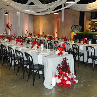 Modern red & pink wedding reception