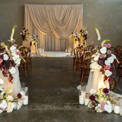 Sculpted Elegance Wedding Style Bold florals with soft drape